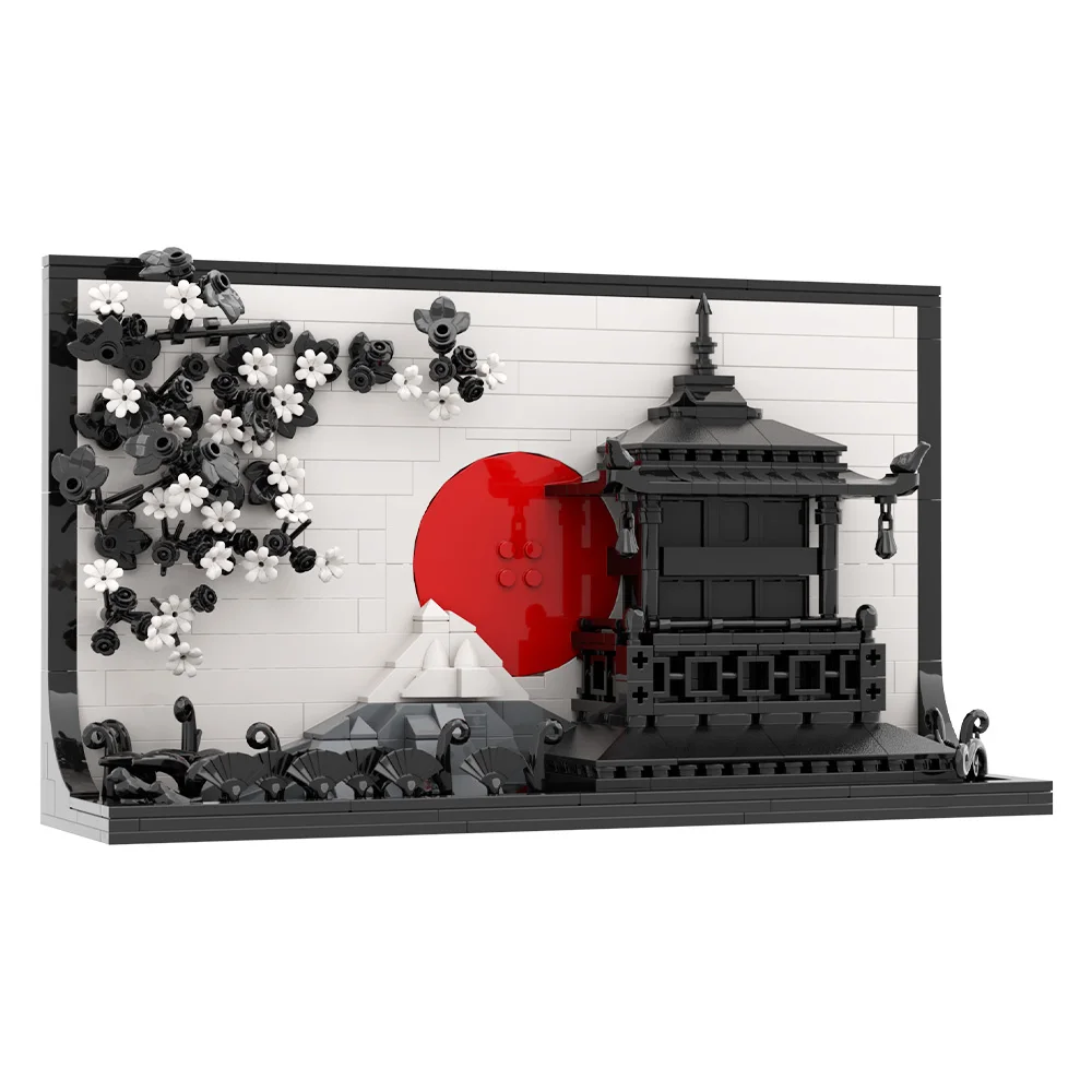 

MOC Japanese Art DIY Design Building Blocks Creative Painting Wall Background Sakura Snow Mountain 3D Bricks Kid Toy Gift Decor
