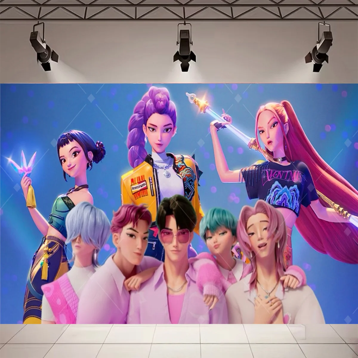 Wunderschöne Kpop-Themen-Geburtstagsparty-Dekoration für Mädchen, Hintergrund mit Rosa Dämonen, Geburtstagsparty-Zubehör, Dekorationsbanner, Taufgeschenk für Babys – Detail 8