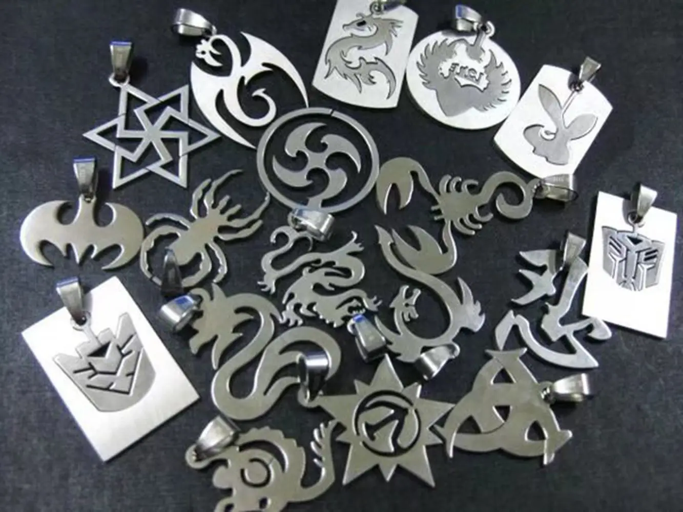 

20 pcs Vintage Hip-hop Punk Stainless Steel Women Men Rock Cool mixed totem style Pendant Jewelry