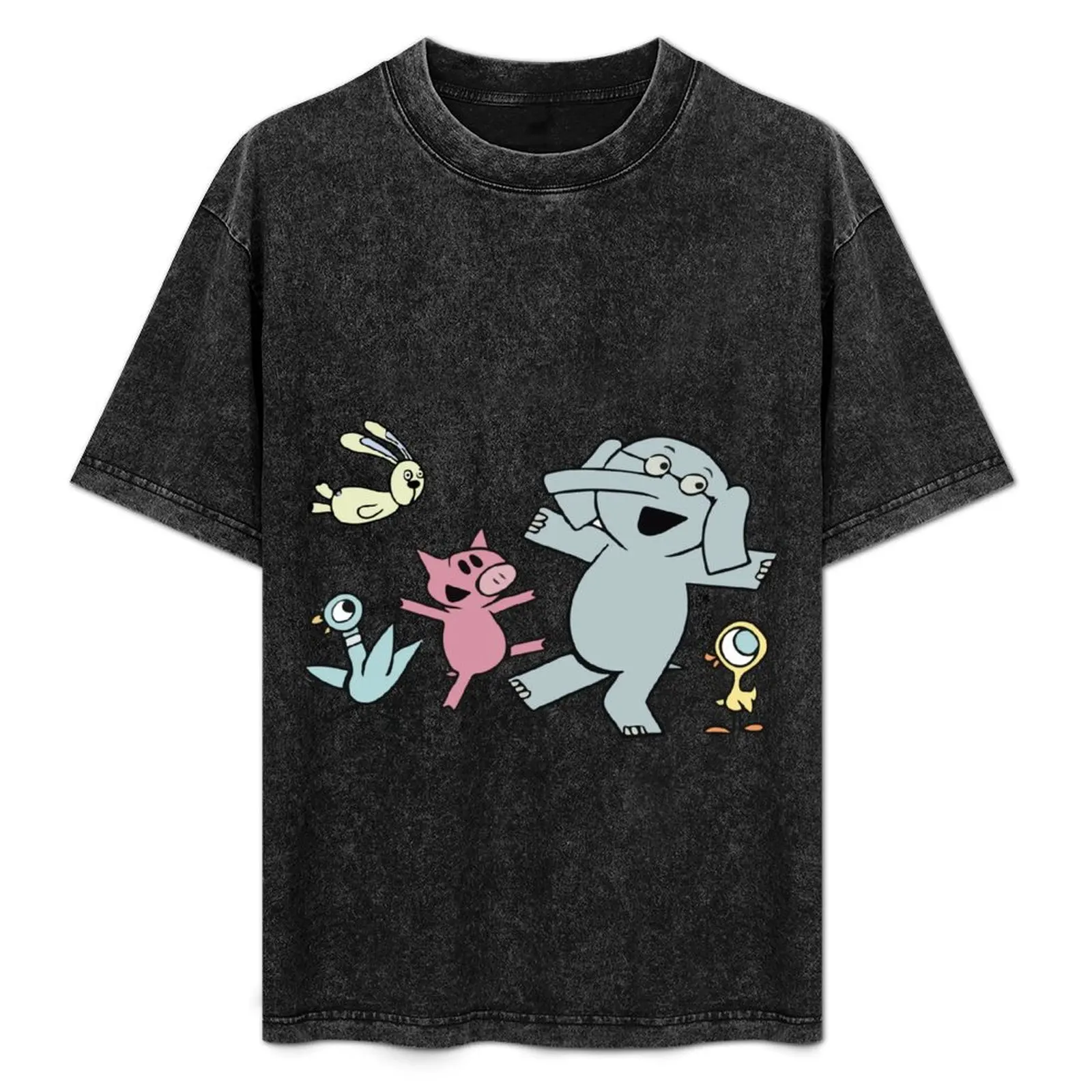 

Elephant and Piggie dancing with friends T-Shirt cotton tshirt 100% t shirts for man graphic vintage T-Shirt