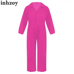 Kids Boys Fashion Casual Jumpsuit Hip Hop Street Jazz Dance Bodysuit Long Sleeve Zipper Overalls Mechanic Boiler Flightsuit