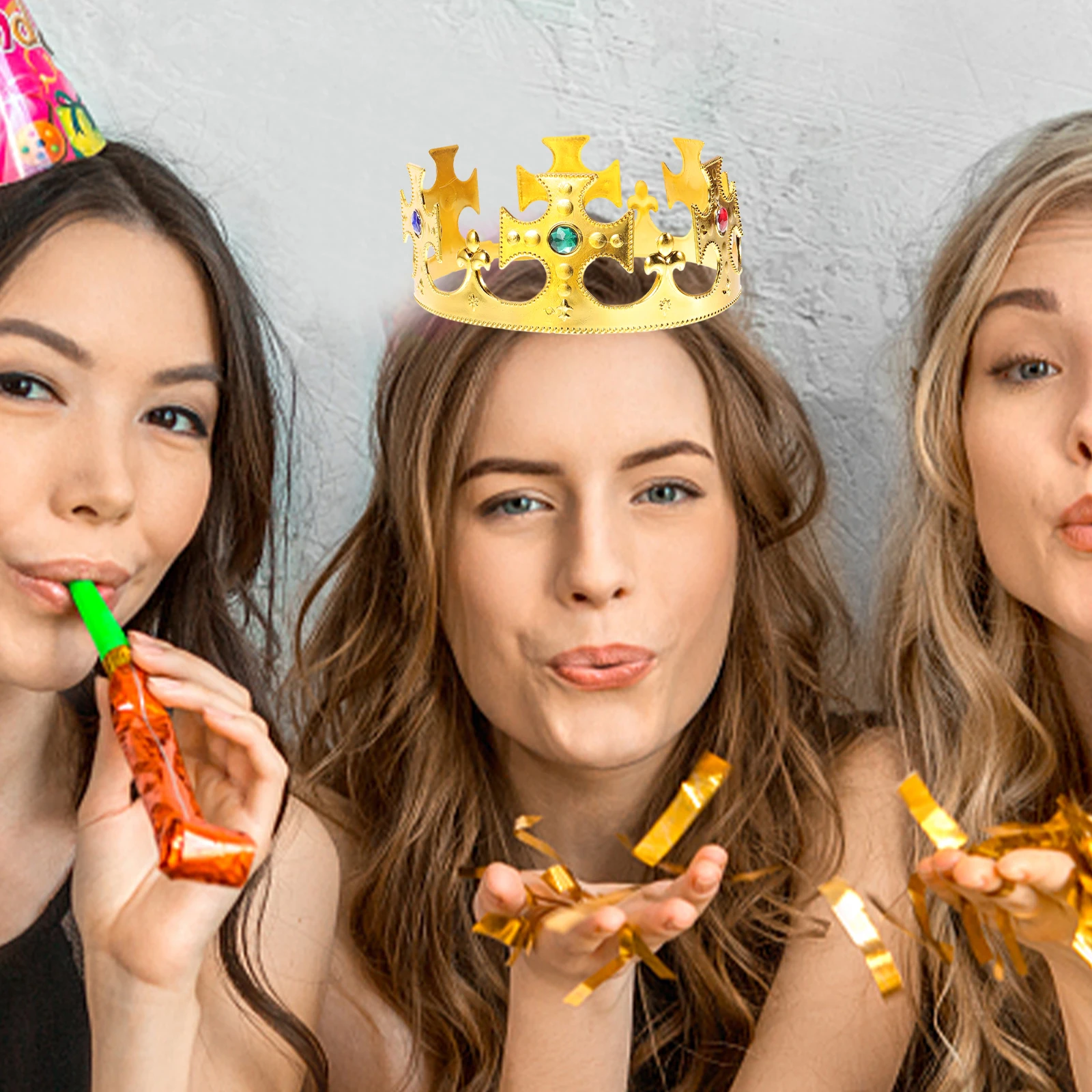 

2 Pcs Plastic Electroplating Dress Children's Crowns Queen Adult Party King Dressing up for Teen Decorate