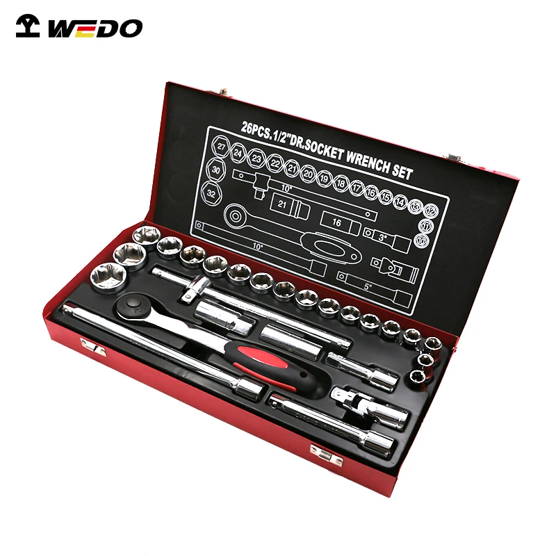 WEDO Hot Sale And High Quality CR-V 26pcs. 1/2'' Dr.Socket Wrench Set