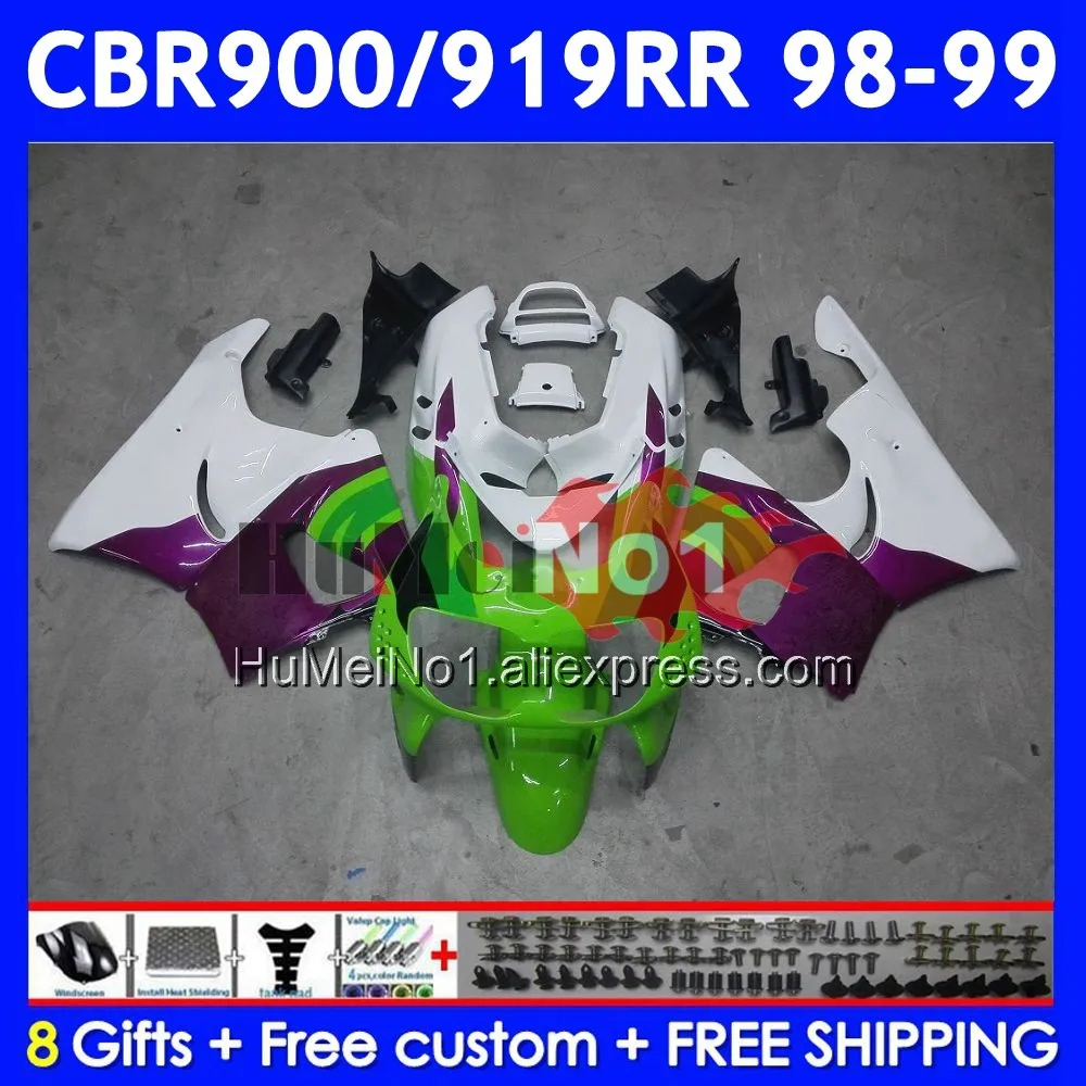 Body For HONDA CBR900RR CBR919RR 56No.12 CBR Purple green 919RR CBR900 RR CBR 919 RR CC 900RR 1998 1999 CBR919 RR 98 99 Fairing