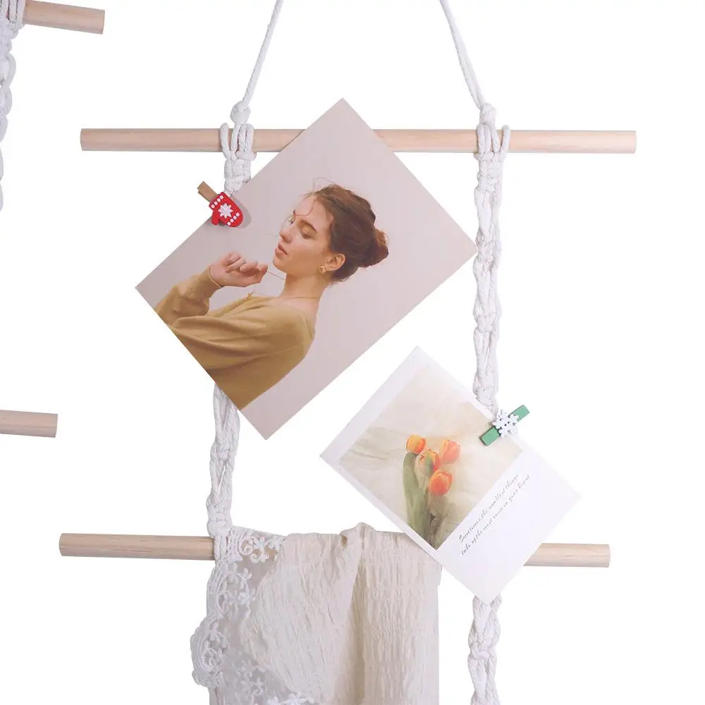 Bohemian Style Cotton Rope Decorative Shelf Handmade Creative Storage Rack Wall Mounted Exquisite Woven Tapestry Children's Room