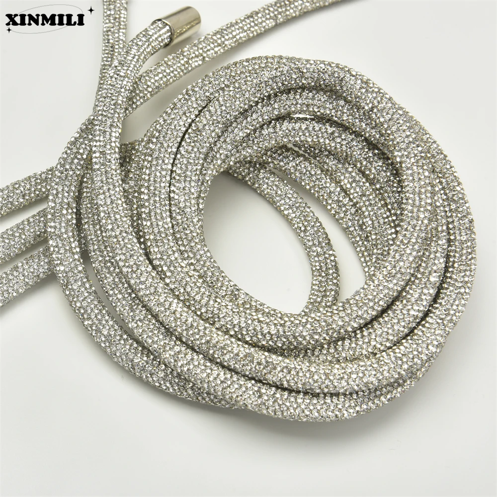 9mm brokatowe szkło kryształowy sznurek bawełniany Bling Rhinestone liny wykończenia Diy odzież sznurkiem bransoletka torby akcesoria do paska