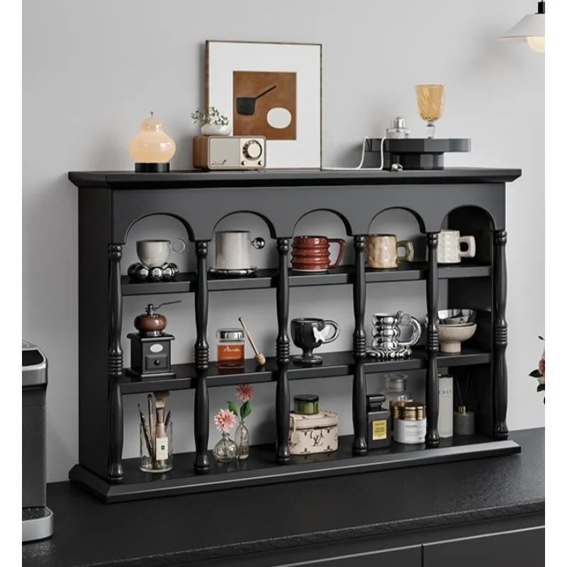 

Solid wood French cup holder, cup storage rack, retro wall display rack, coffee cup cream wind wall rack