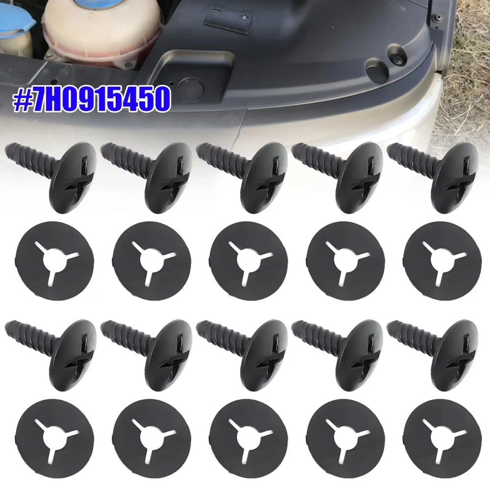 10 Stück für VW T5 Volkswagen Golf T5 Transporter LT Scheinwerfer Motor Batterie Kühlergrill Abdeckung Schrauben 7H0915450 Innenraumzubehör – Detail 1