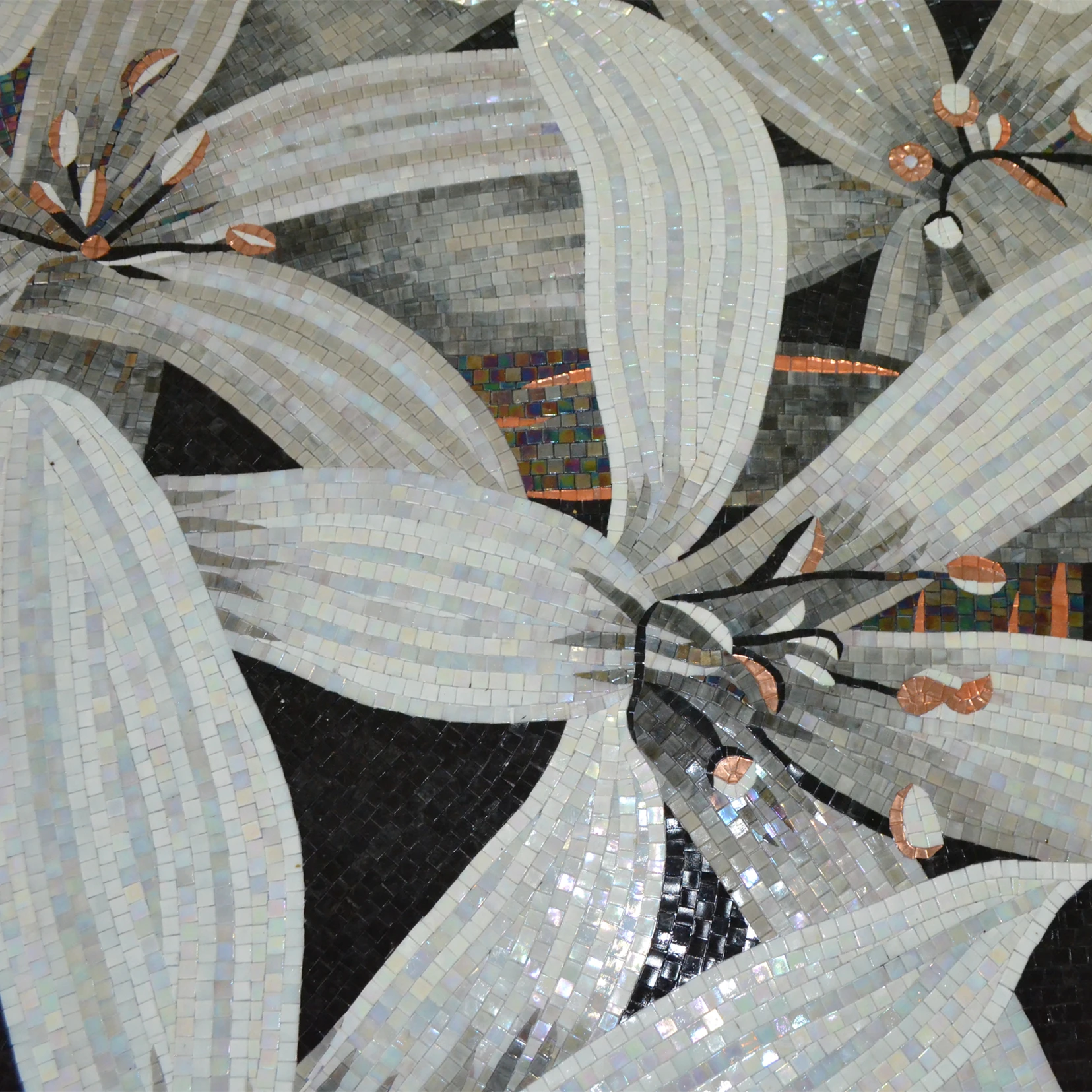 

Роскошный итальянский стиль, черно-белый цветок, мерцающая стеклянная фреска, мозаика на стену, индивидуальное украшение для лестницы в ванной комнате, гостиной