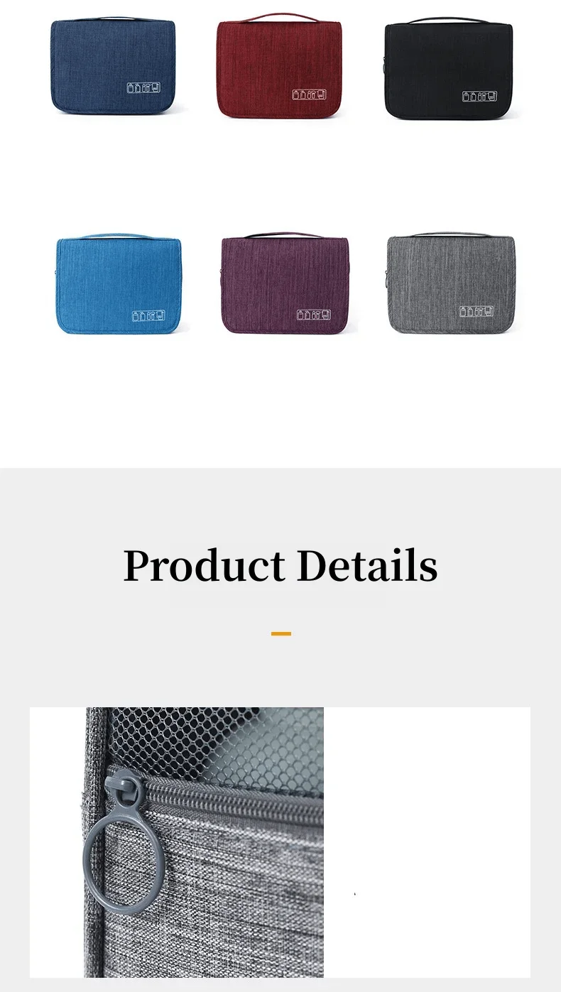 Oxford Stoff Männer Business Tragbare Aufbewahrungstasche Toilettenartikel Organizer Frauen Kosmetiktasche Wasserdicht Hängende Reise Waschbeutel – Detail 8