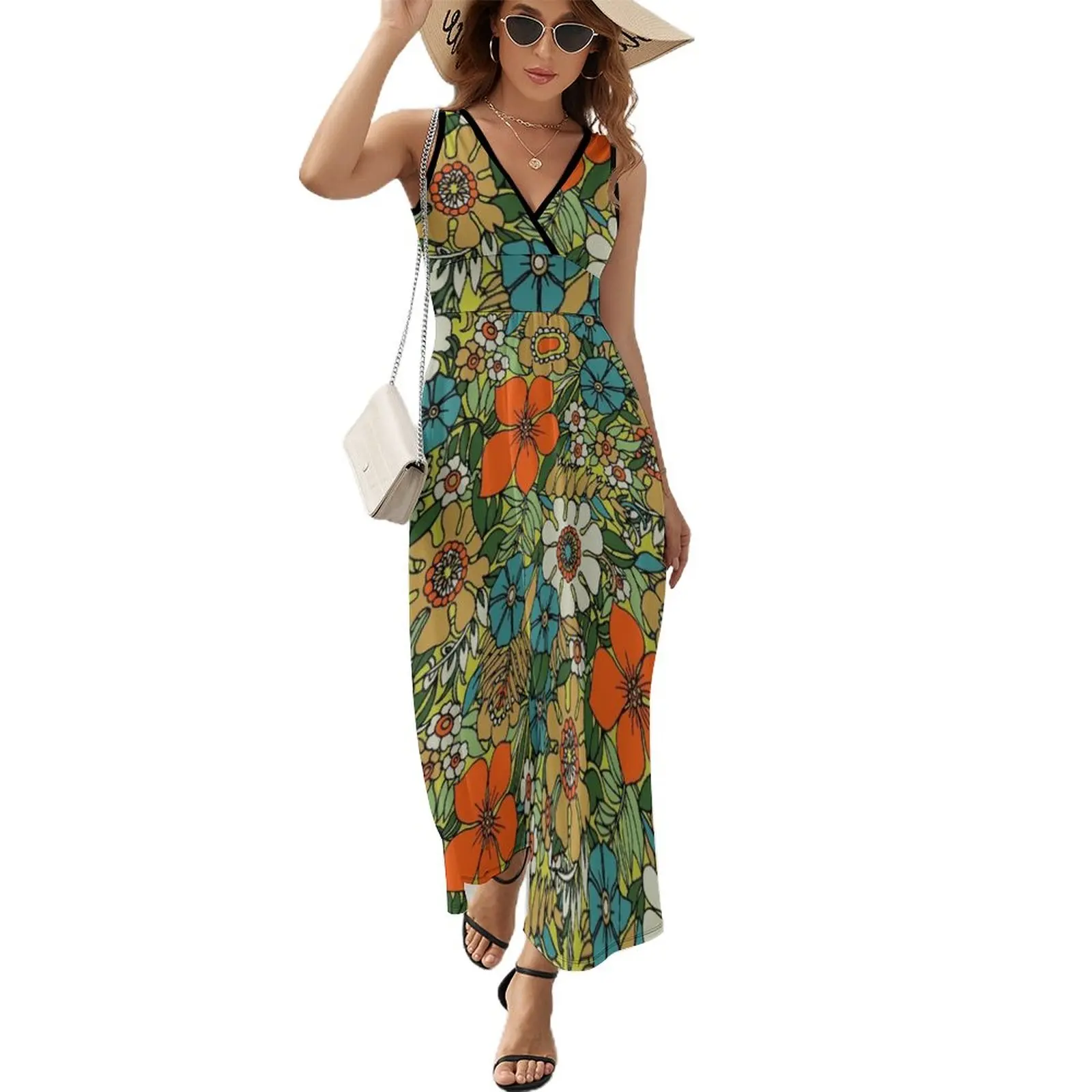 

70s Plate Sleeveless Dress luxury dresses loose women's dress Prom gown Women's summer suit