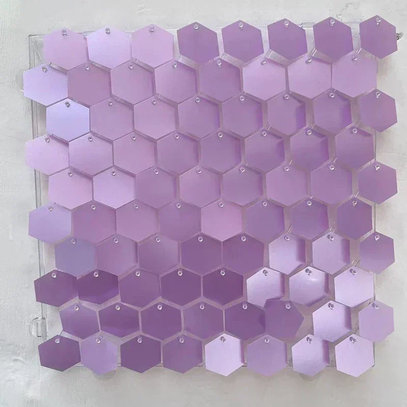 12/16/18 Stück sechseckige Pailletten-Hintergrundplatten für Hochzeit, Geburtstag, Party, Hintergrund, Wanddekoration, schimmernder Hintergrund, Vorhang, 30 x 30 cm – Detail 23