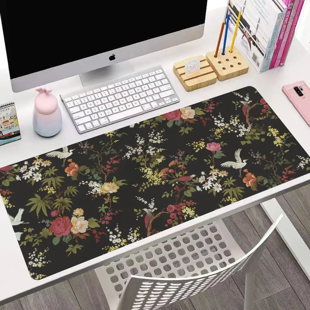 

Large Botanical Green Floral Plant Mouse Pad Non-Slip Gaming Desk Mat with Stitched Edges for Office Use XAXC