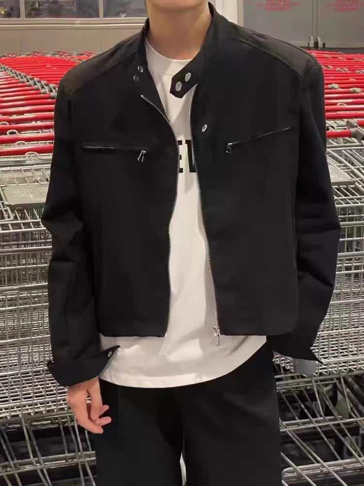 

Hip Hop Y2k American Retro Cargo Bomber Jacket Spring Autumn Thin Coat Cropped Casual Solid Outerwear Streetwear