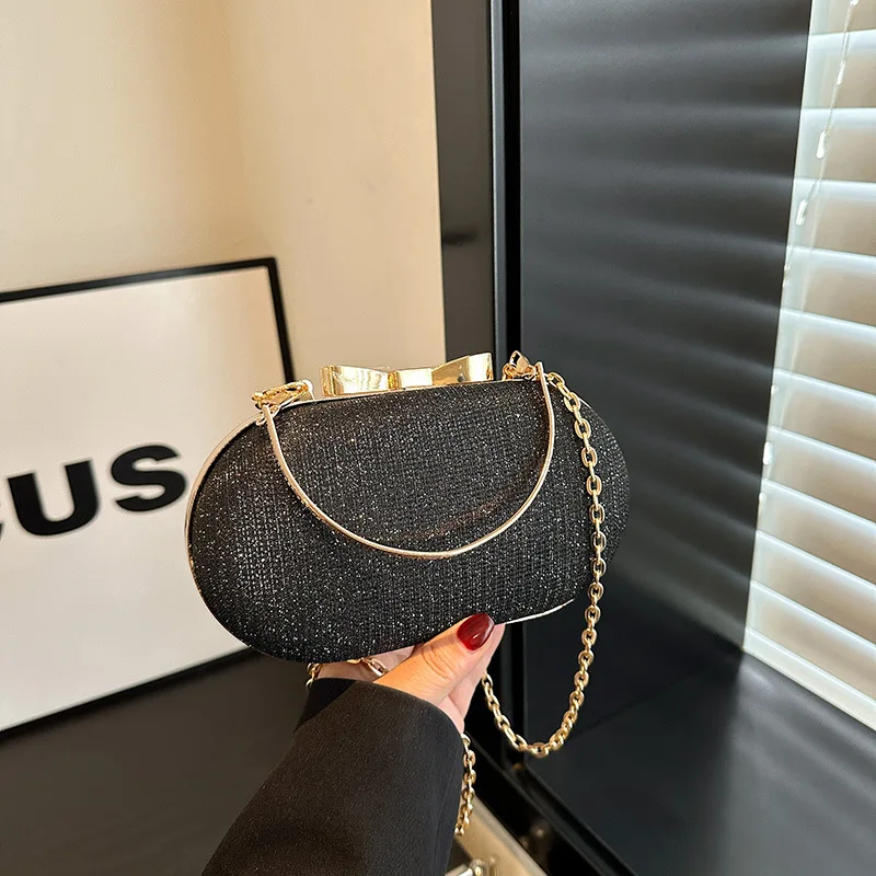 Light luxury sequined hand-held dinner bag, elegant style bag, high-end chain single-shoulder crossbody bag image 2