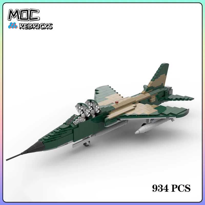 Military F-105G Wild Weasel 1:35 Scale Supersonic Fighter-bomber MOC Building Block Assemble Kit Model DIY Kid Display Toys Gift