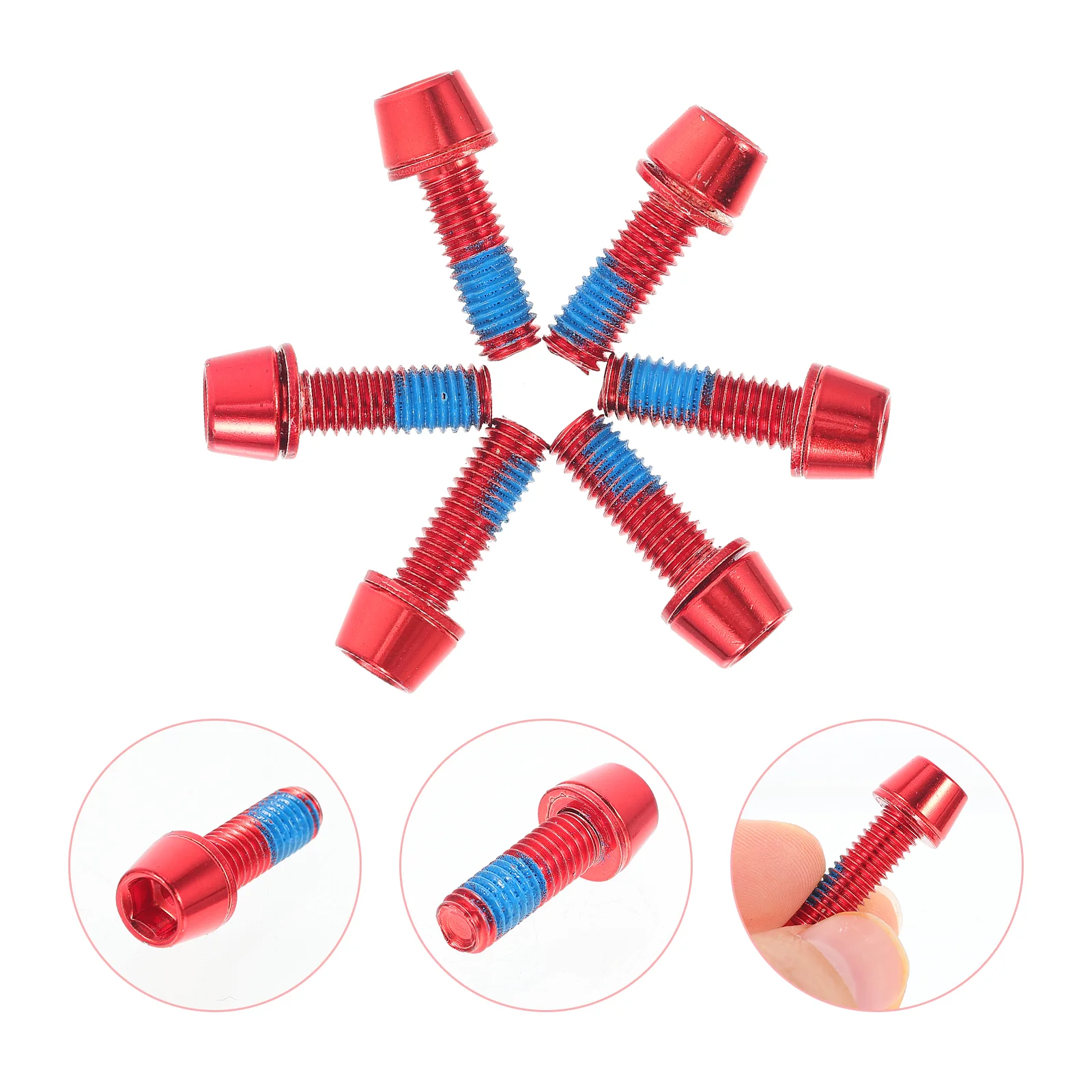 

6 Pcs Bikes Bicycle Screw Titanium Alloy Bolts Practical Screws Riding Mountain Rotor Disc Brake Red Cycling Accessories