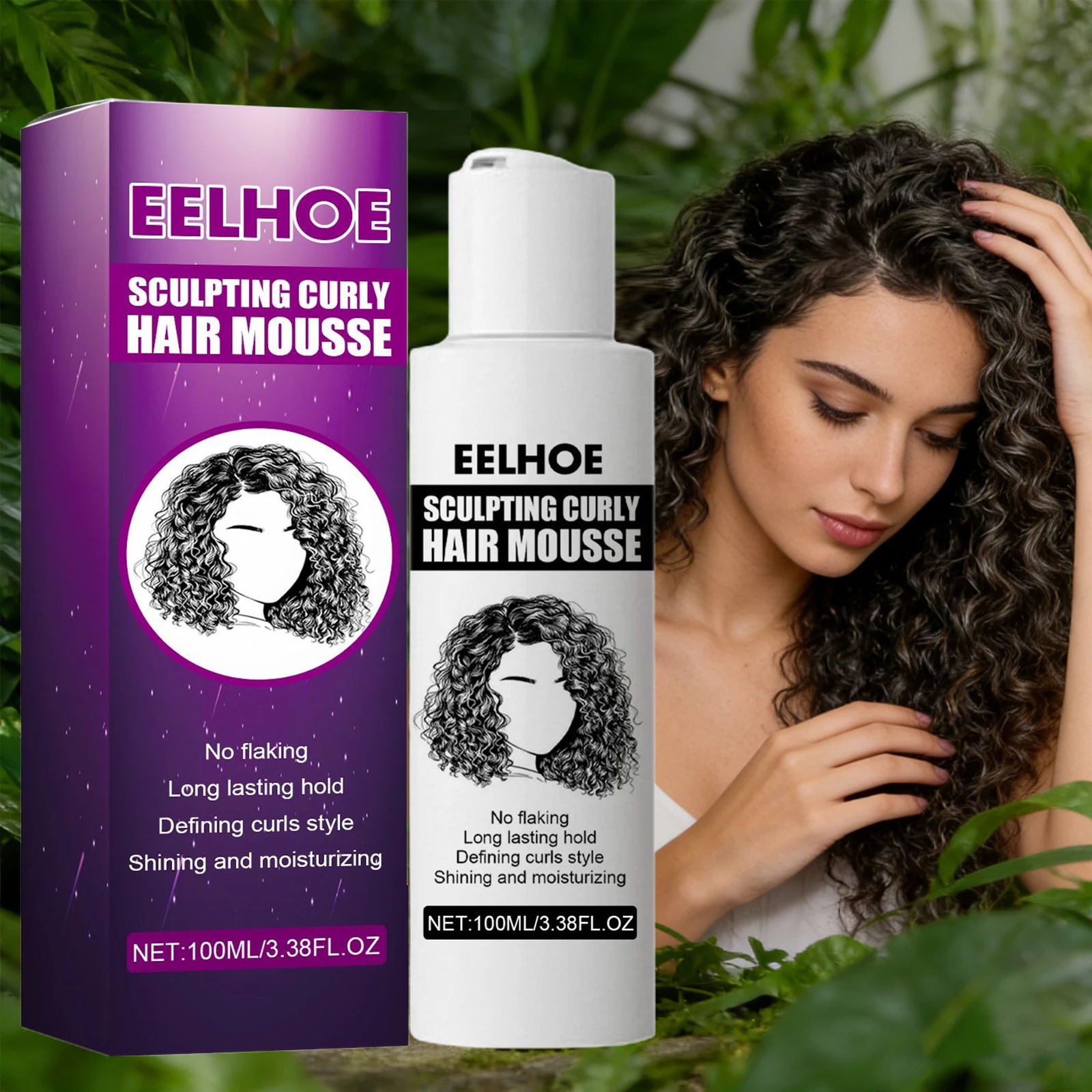 Curly Hair Styling Mousse Strong Hold Setting Agent Anti Frizz Long Lasting Styling High Shiny Moisturize Elastic Curl Hair Care