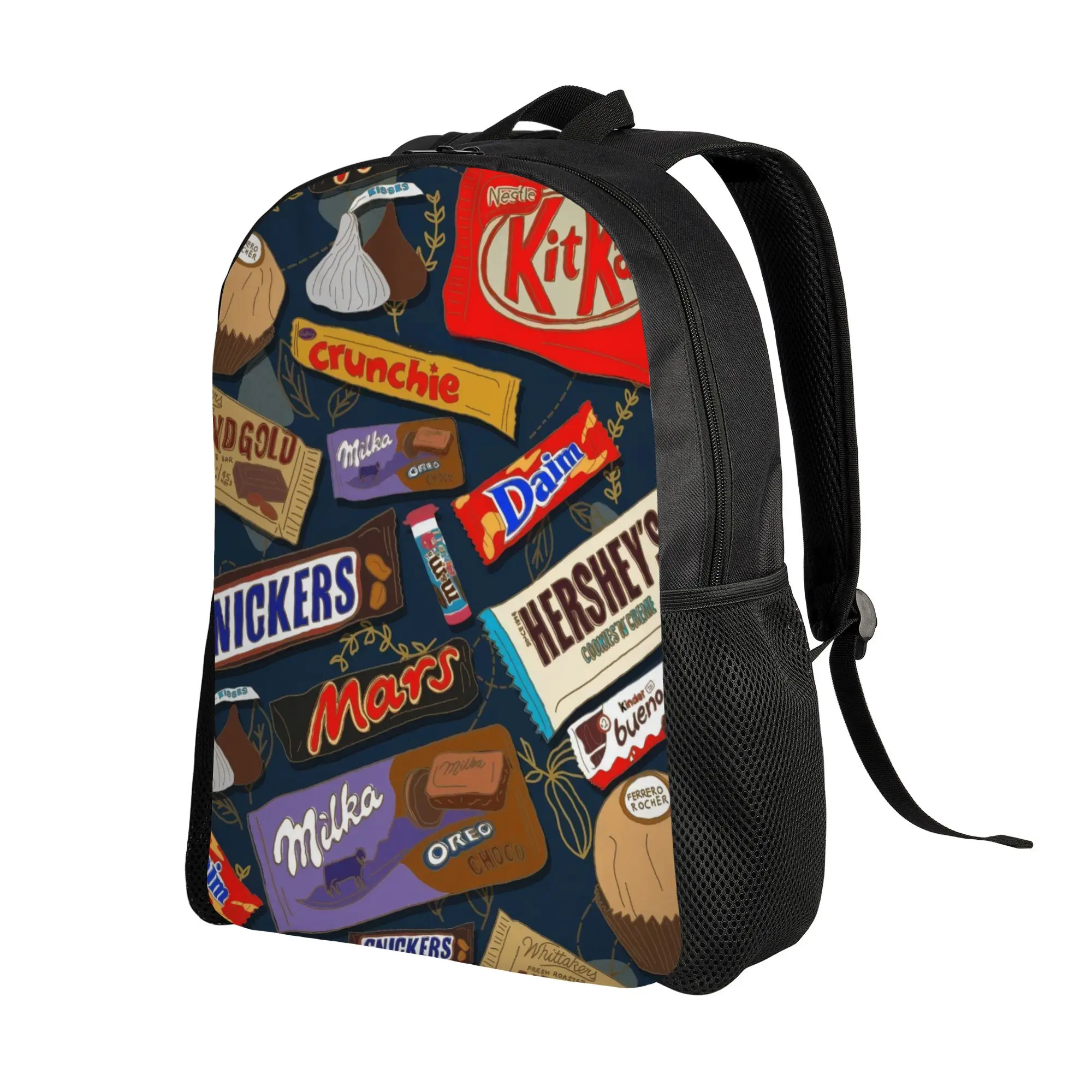 Harajuku Design Various Chocolate Candies Kinder Joy Hershey s KitKat Mars Bookbag Kinder High School Students Handbag Backpack