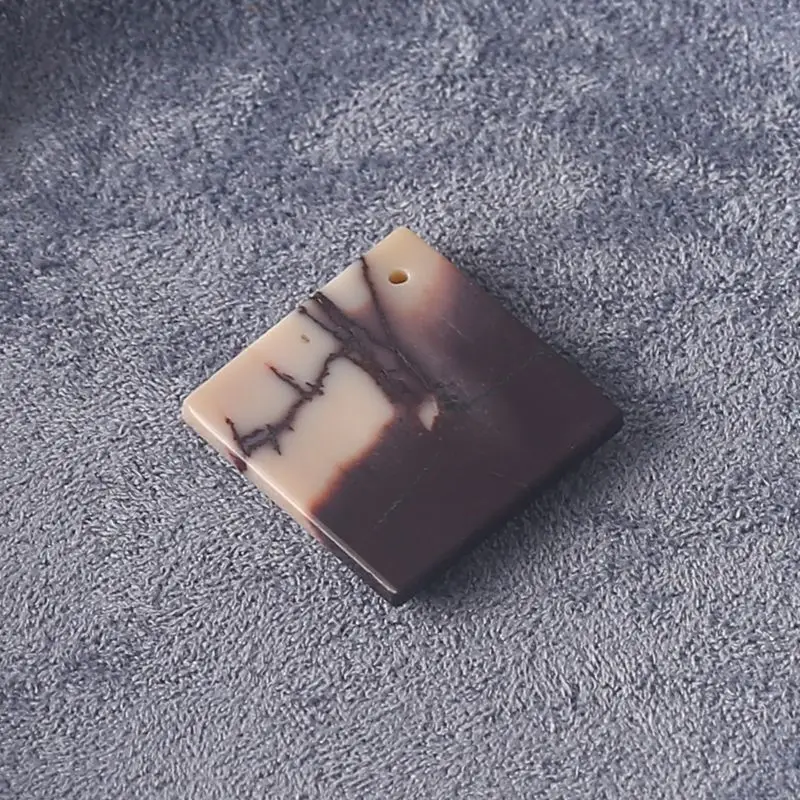 Mookite Jasper Square Charm: Single Natural Stone Piece with Marbled Hues, Ideal for Handmade Jewelry 28x28x4mm-3.4g