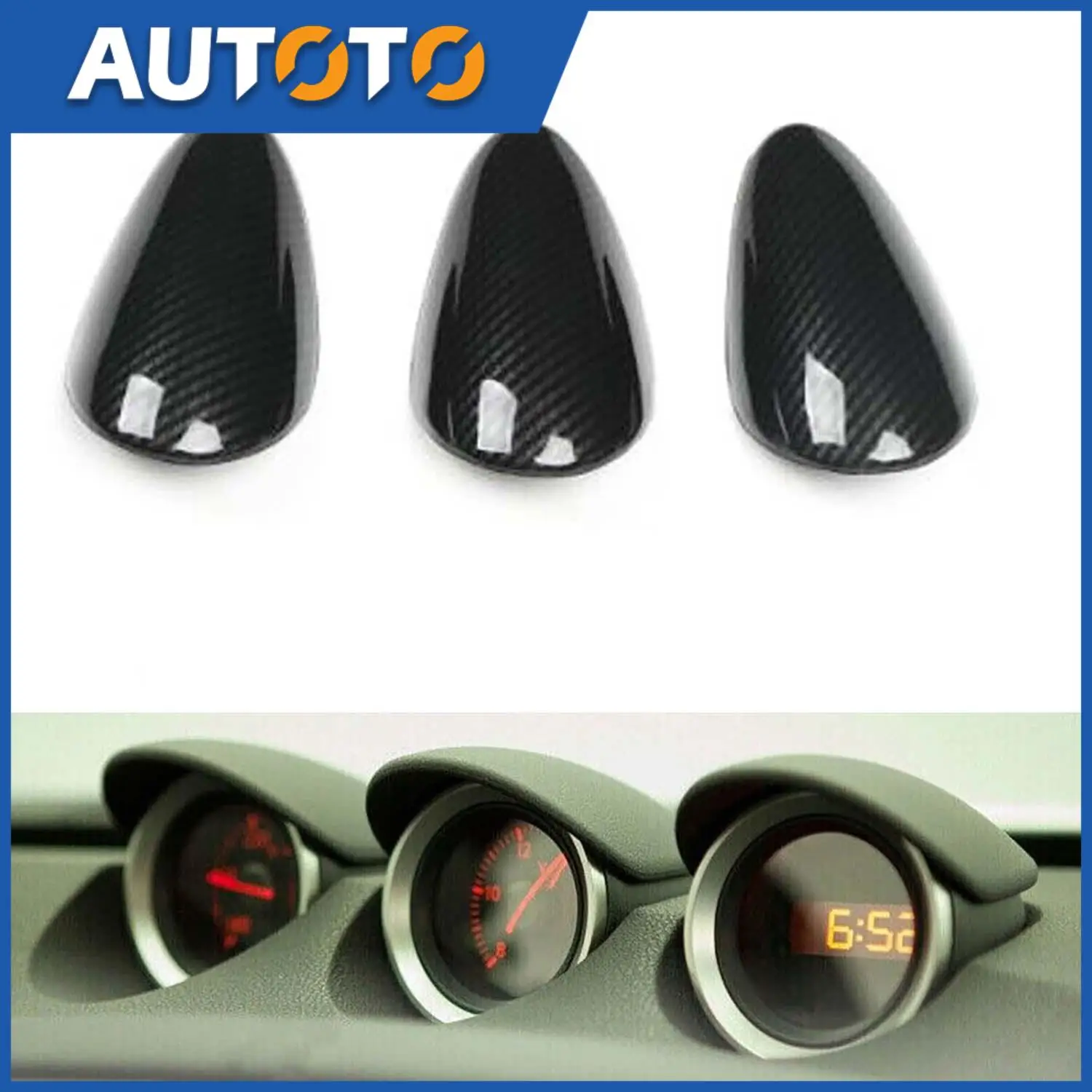 

3Pcs/set Car ABS Carbon Fiber Pattern Interior Gauge-Pad Cover Trim Fits For Nissan 370Z 2009-20 Car Interior Accessories