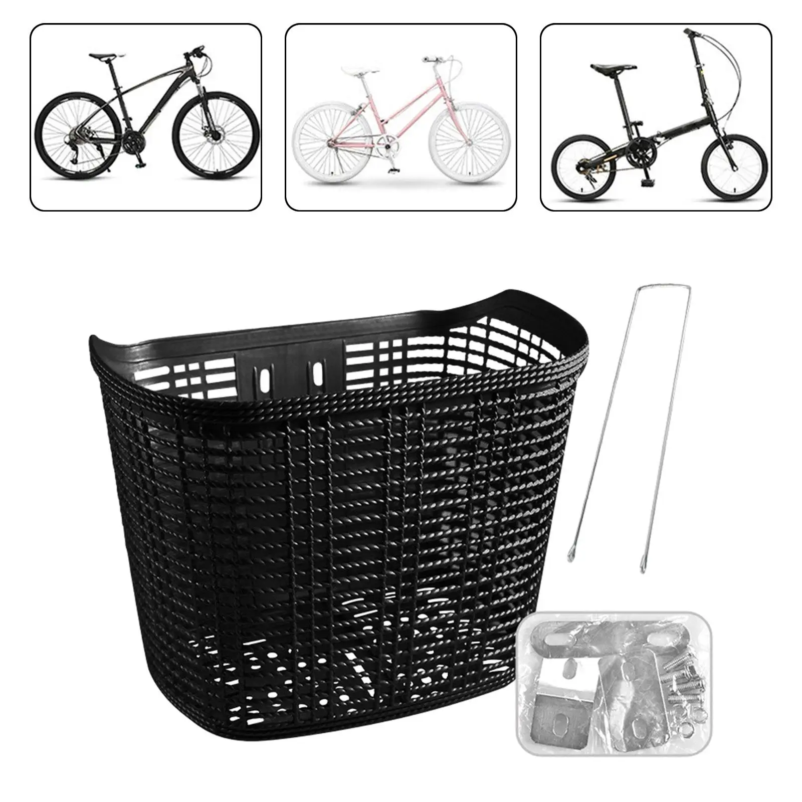Mountain Bike Front Basket with Thickened Strut for Outdoor Cycling Storage Detachable Basket Organizer for Men Women