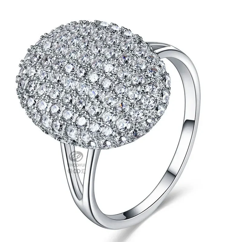 Real S925 Silver Women's Rring Trend Closely Inlaid with Zircon the Same Style as the Fashionable Twilight City Bella