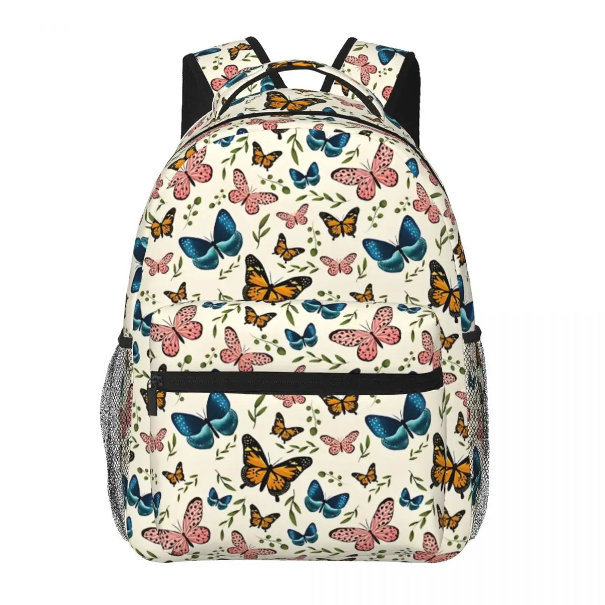 Whimsical Butterflies Printed Lightweight Casual Schoolbag For School, Outdoor, Shopping, Office 16in