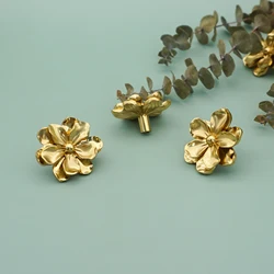 Camellia Flower Solid Brass Handles for Cabinets and Drawers Home Decor Wardrobe Pulls for Children's room Bedside Cabinet Knobs