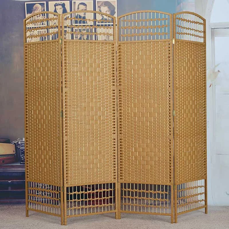 Manufacturers supply beauty and health paper rope hand-woven simple partition home furnishing hotel folding simple screen wholes