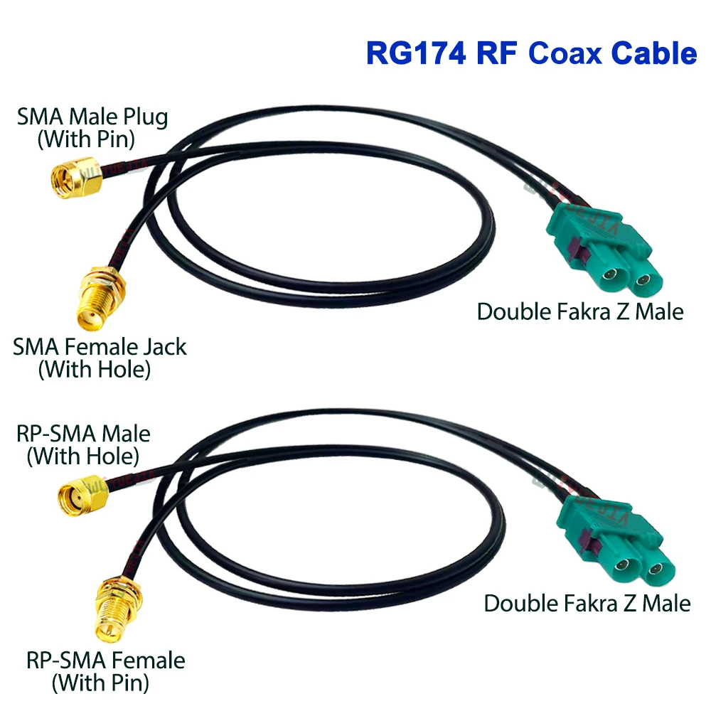 

RG-174 Cable Twin Fakra Z Male to SMA Male Female RP-SMA Connector 50 ohm RF Coaxial Cable WIFI Antenna Extension Jumper Pigtail
