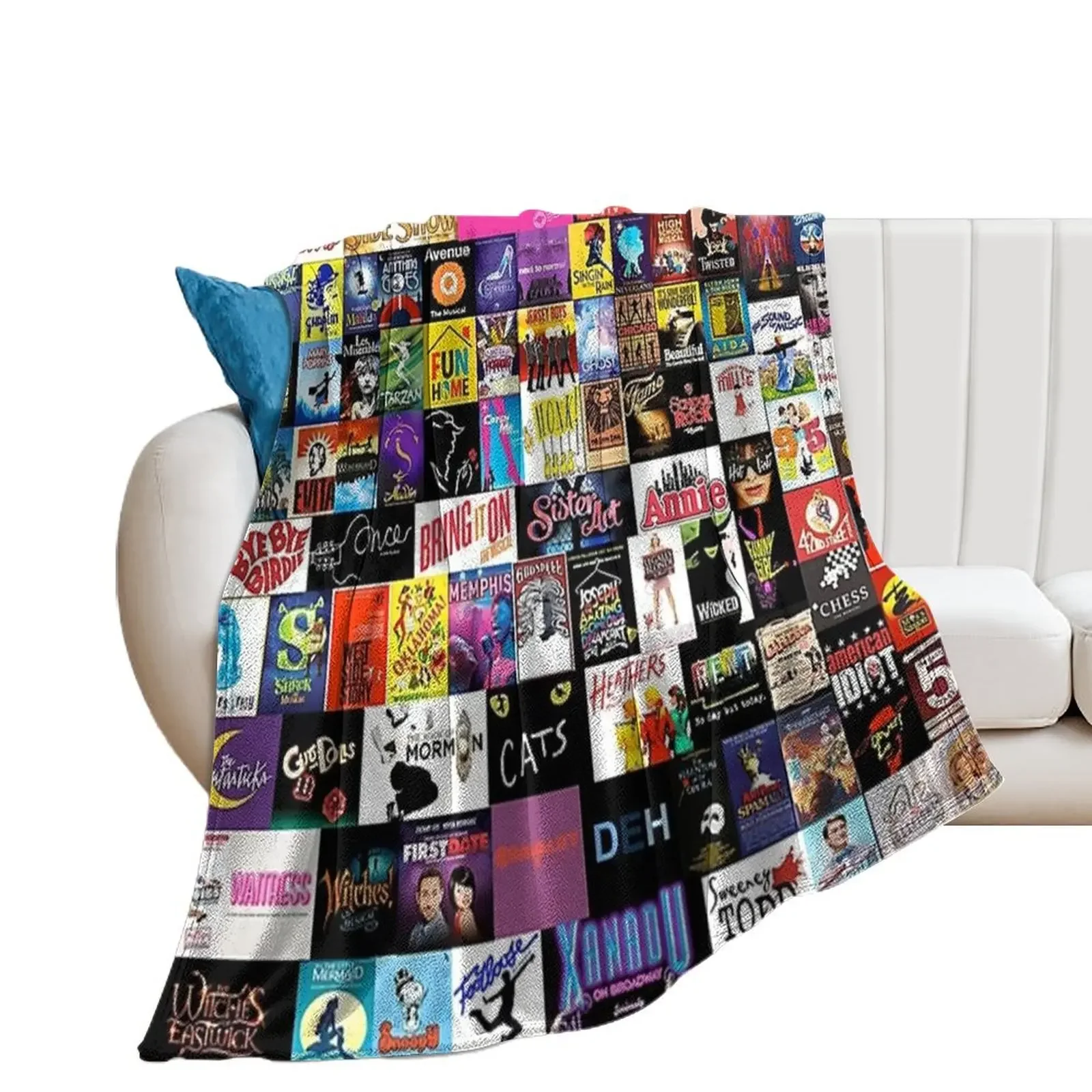 

musical collage Throw Blanket warm winter Sofa Blankets For Bed Blankets