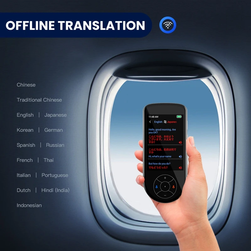 V600 Language Translation Device Real-Time Voice Translation Device Black For Learning, Business