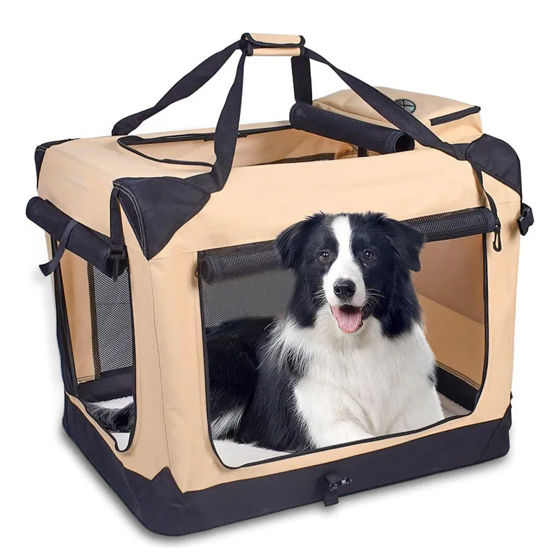 Caisses souples pour chiens, chenil pour animaux de compagnie, 3 portes, pliable, porte-voiture de voyage pour animaux de compagnie, avec sangles et tapis pour chiens, chats, lapins