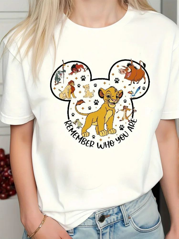 

The Lion King Soft Short-sleeved Round Neck Tshirt Spring Summer and Fall Women Casual Fashion Top Loose and Comfortable Y2K Top