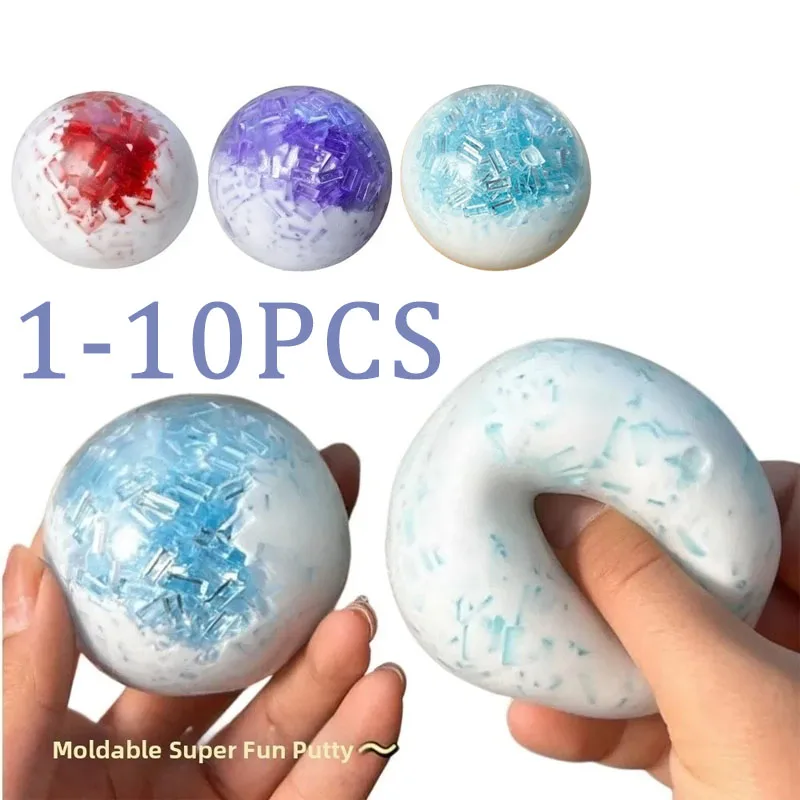 1-10PCS Soft Crushed Ice Squeeze Ball Toy Stress Relief Slow Rebound Decompression Pinch Toy Shapeable Reusable Stress Toy
