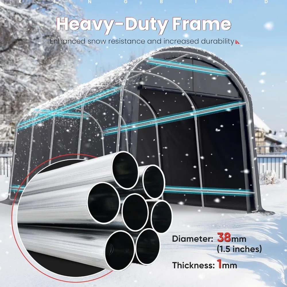 Garages, Canopies & Carports Heavy Duty Carport Circular Style Outdoor Instant Garage Snow Proof Carport Canopy Garden Buildings