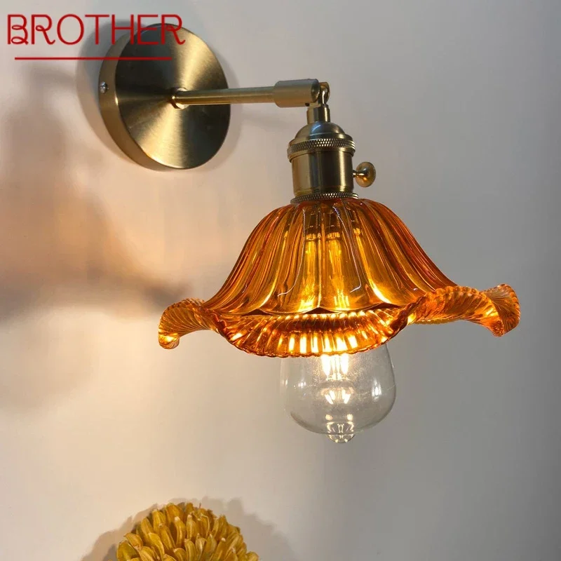 

BROTHER Nordic Brass Wall Lamp Indoor Living Room Bedroom Bedside Lamp Modern Hotel Corridor Hallway Wall Lamp