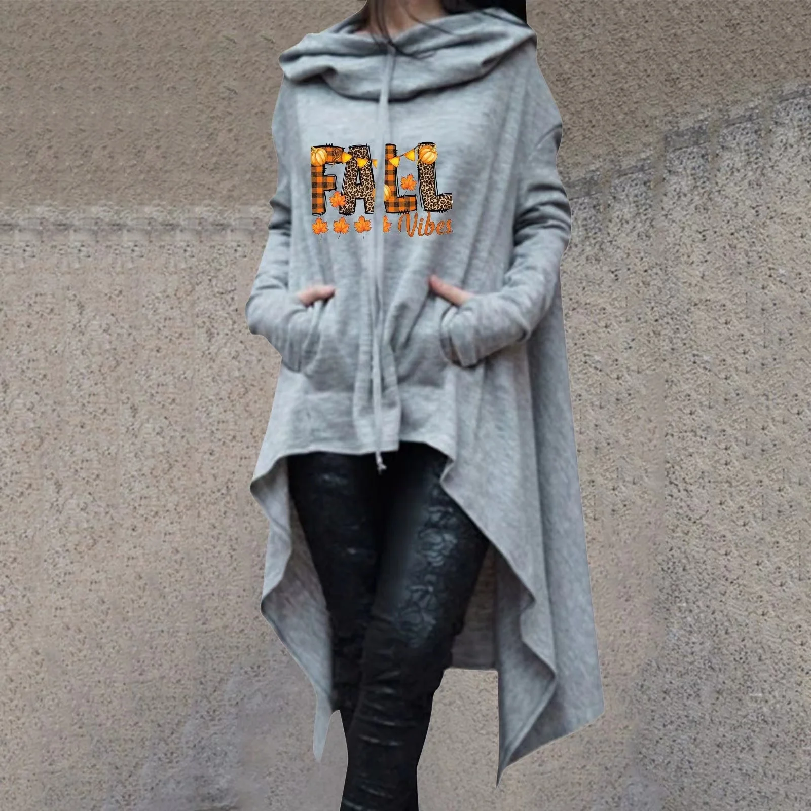 Women's Autumn And Winter Long Sleeve Large Size Irregular Hoodie Halloween Printed Casual Hoodie Fun Monogrammed Sweatshirt