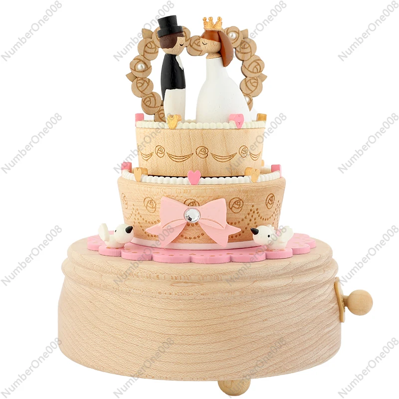 Senhuo Wood Fun Music Box Music Box Wooden Rotatable Wedding New Wedding Gifts for Newlyweds and Brides Girlfriends