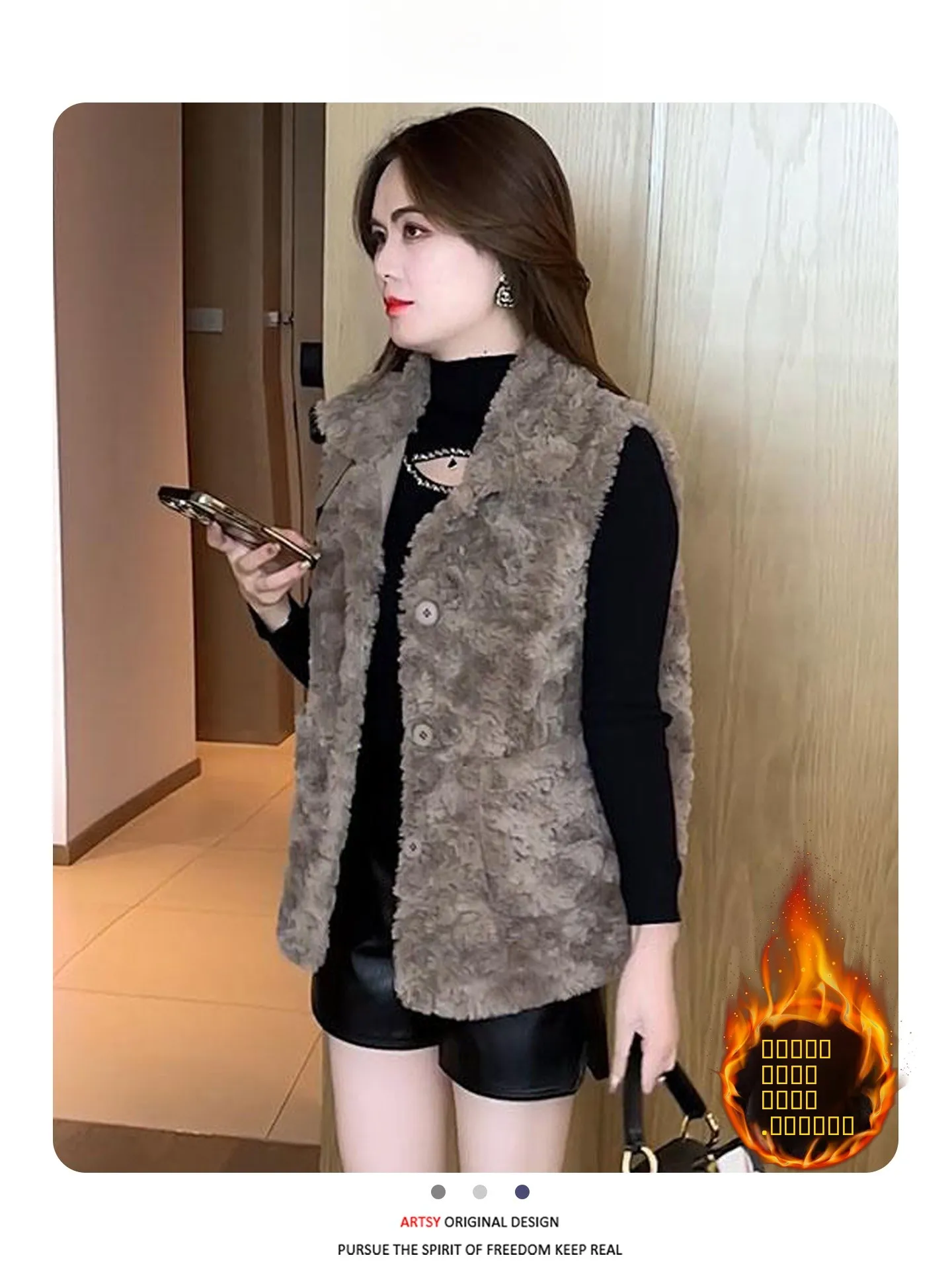 

2026 Winter New Design Loose Svel Women's Jaet Thiened Floing Faionable Versatile Warm Pure Color Vest