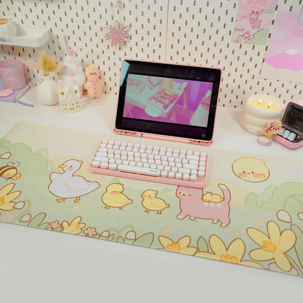 Kawaii Desk Mat Pastel Gaming Mouse Pad Spring Duck Cottagecore desk accessories alfombrillas para escritorio desk mat