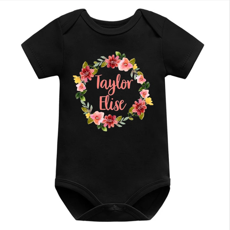 

Personalized Baby Girl Clothes Floral Newborn Baby Clothes Custom Girl Name Shirt Floral Bodysuit Baby Romper 7-12m