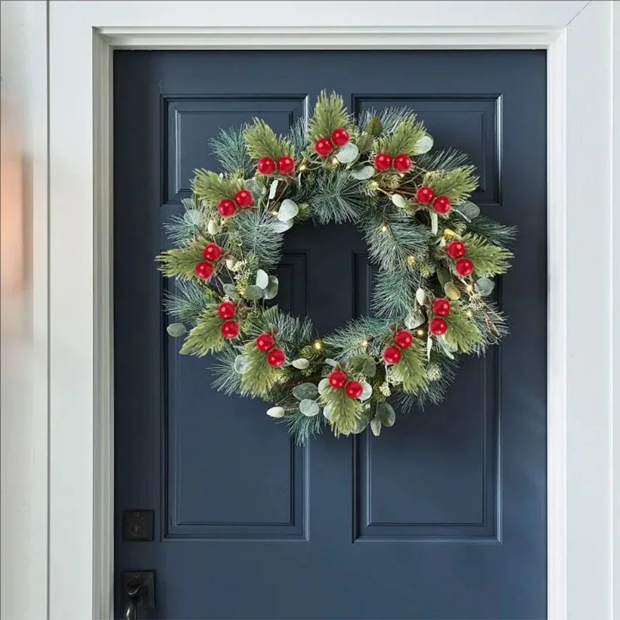 Mini Künstliche Kiefernnadeln & Rote Beeren-Sträuße, Stechpalmenzweige Weihnachtsschmuck, Heim-Innendekoration für Esstisch & Party – Detail 7
