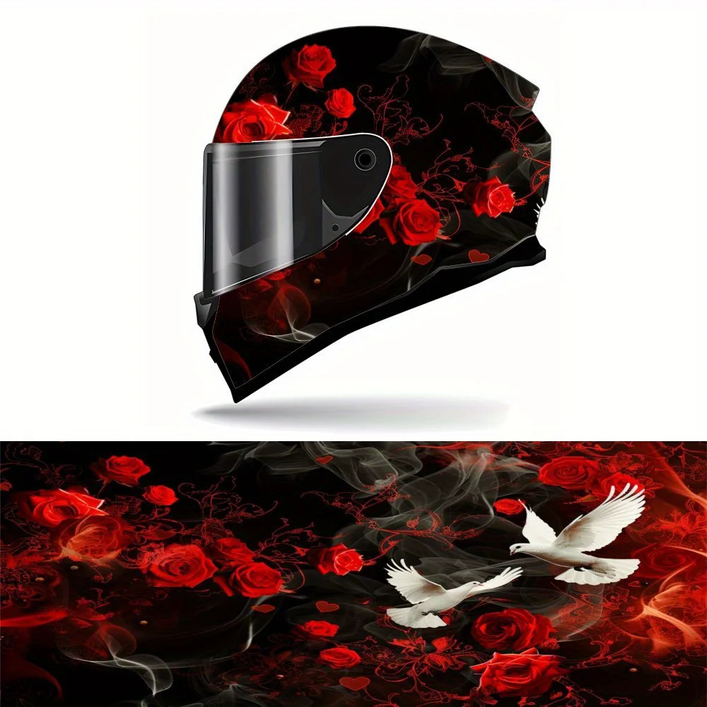 

Mystery, red rose and white dove, exquisite, cool, gift, motorcycle helmet sticker - durable PVC, motorcycle racing helmet aesth
