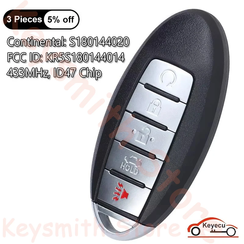 

KEYECU 5 кнопок 433 МГц ID47 чип для Nissan Altima Maxima 2013 2014 2015 авто умный дистанционный брелок S 180144020 KR5S 180144014