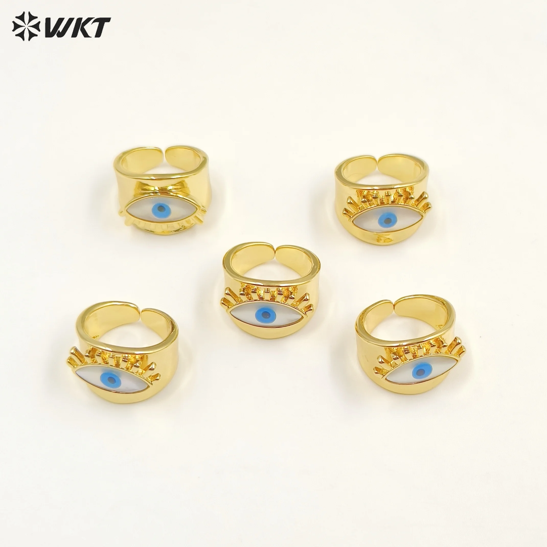 WT-MPR064 Women Fashion 18K Real Gold Plated Natural Shell Made Attractive Eye  Charming Women Wedding Ring