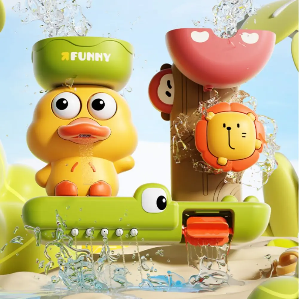 

Duck&Lion Baby Spin Top Bath Toys Crocodie Stable Rotating Water Wheel Toy Safe Sensory Learn Baby Shower Toy Girls