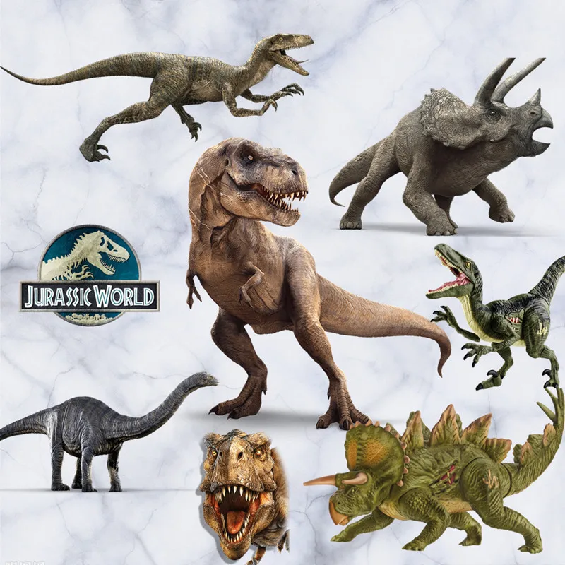 Children Sci-fi Anime Poster 3D Dinosaur Wall Decals Vinyl Stickers Kids Room Decoration Jurassic World Cartoon Animal Wallpaper