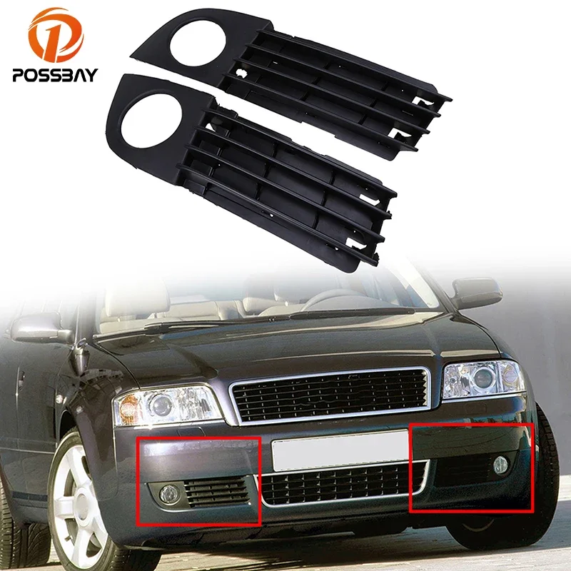 Car Front Left/Right Bumper Fog Light Cover Grille for Audi A6 C5 Sedan&Avant 2002-2005 Facelift Foglamp Hole Covers Accessories